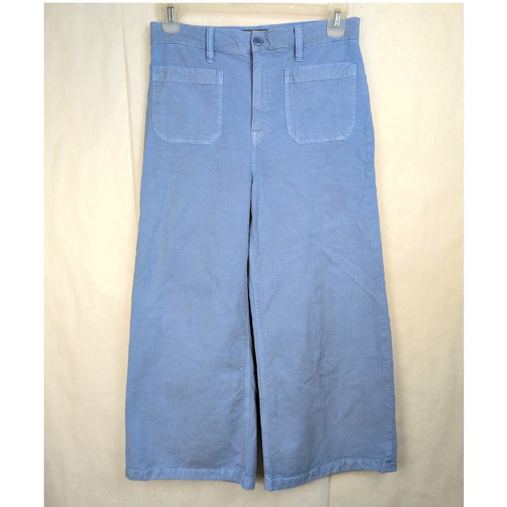 Point Sur wide leg cropped pants Size 29 Tall Blue Retro Boho Coastal Resort